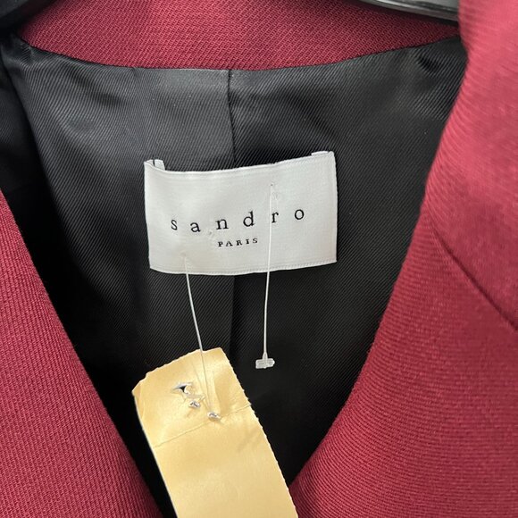 $690 Sandro Burgundy Red Double Breasted Blazer Jacket size FR 38/6 - Picture 9 of 10